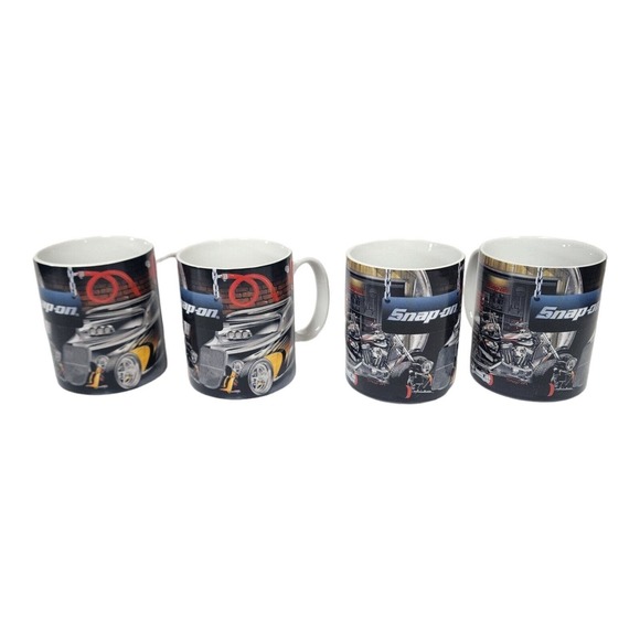 Snap-on Tools 4pc Ceramic Coffee Mug Set Automotive Tool Themed Drinkware Cups - Picture 1 of 12